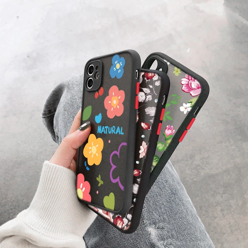 For iPhone 13 Case Flowers Scarlet Soft TPU Camera Protective Cover For iPhone 14 12 11 Pro Max Mini XR XS Max X 7 8 Plus SE 20