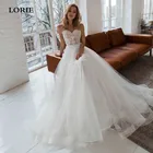 Женское свадебное платье до пола LORIE, бежевое кружевное платье из фатина с пышным вырезом сердечком в стиле бохо, платье для невесты