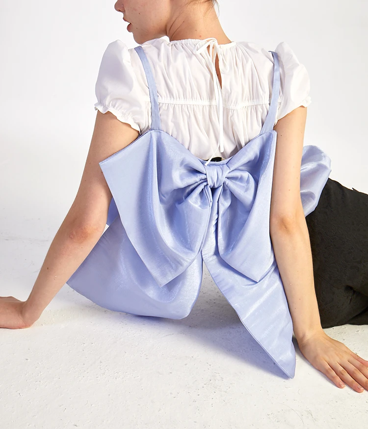 Runway Designer Summer Kawaii  Camisole Women Tops Vest Backless Chic Big Bow Short Women Crop Top Sweet Ladies Clothes SL237