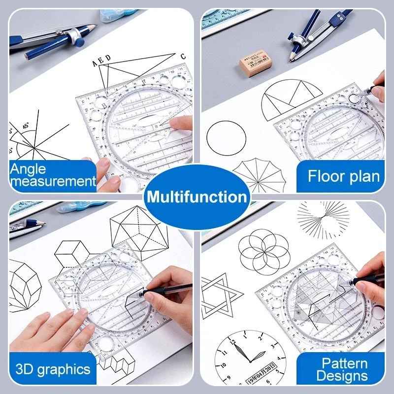 

Multifunctional Drawing Ruler Multipurpose Draw Round Curve Horizontal Parallel Line Vertical Parallel Line GDeals