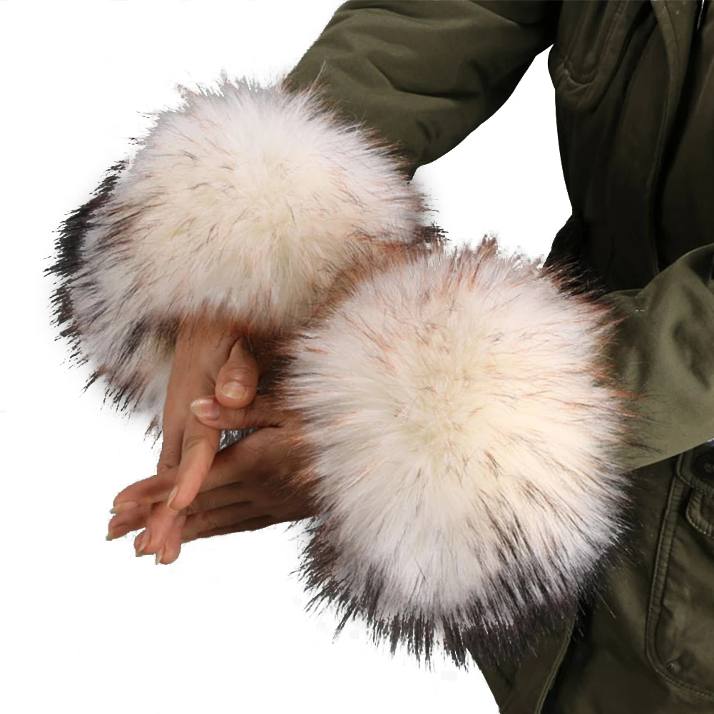 

1pair Fashion Leg Coat Sleeve Faux Fur Cuff For Women Party Wrist Winter Autumn Furry Costumes Gifts Elastic Arm Warmer Plush