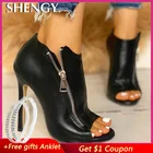 Новинка; Женские летние сандалии на тонком высоком каблуке 11 см; На молнии; С отделкой из открытый носок в стиле Гладиатор женские туфли-лодочки сандалии для офиса вечерние туфли