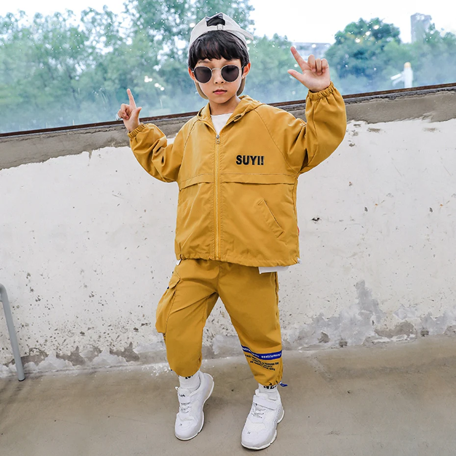 Одежда для мальчиков куртка с буквенным принтом + штаны костюмы комплект