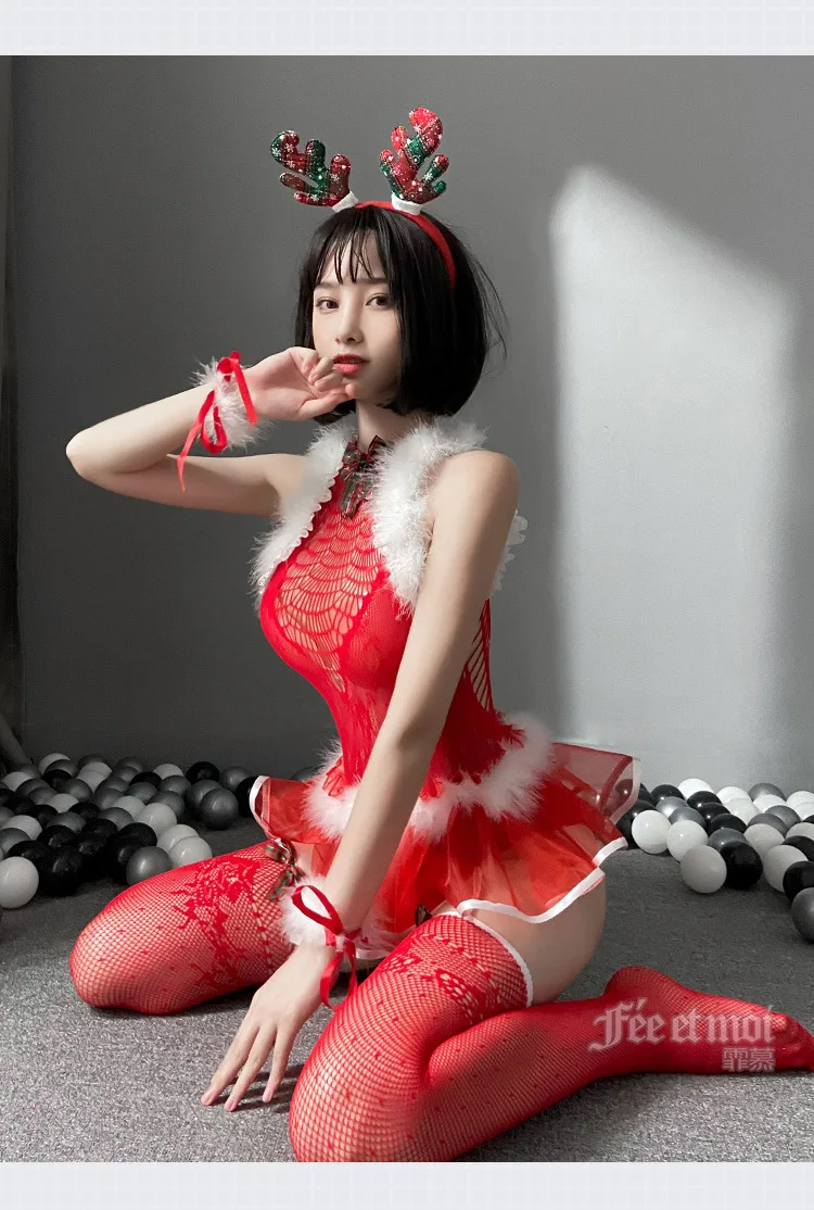 

Women Sexy Santa Claus Christmas Red Babydoll Maid Dress Sleepwear Lingerie Sets Xmas Clothes