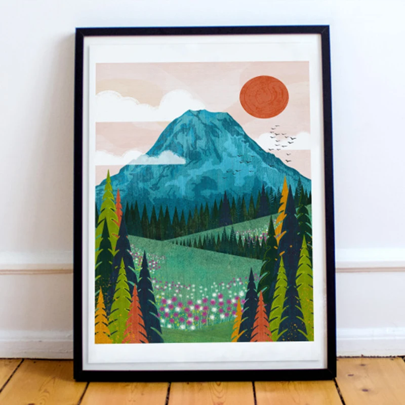 Mount Rainier | Плакат в национальном парке Вашингтон Настенное искусство тахома Дом и