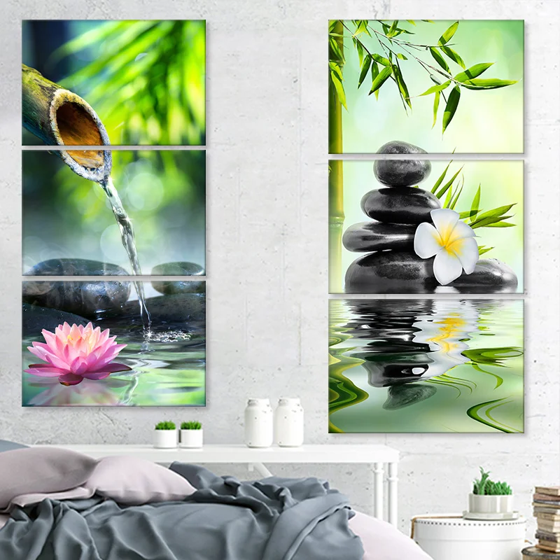 Современный цветок свеча бамбук постер дзен Печать Искусство холст живопись