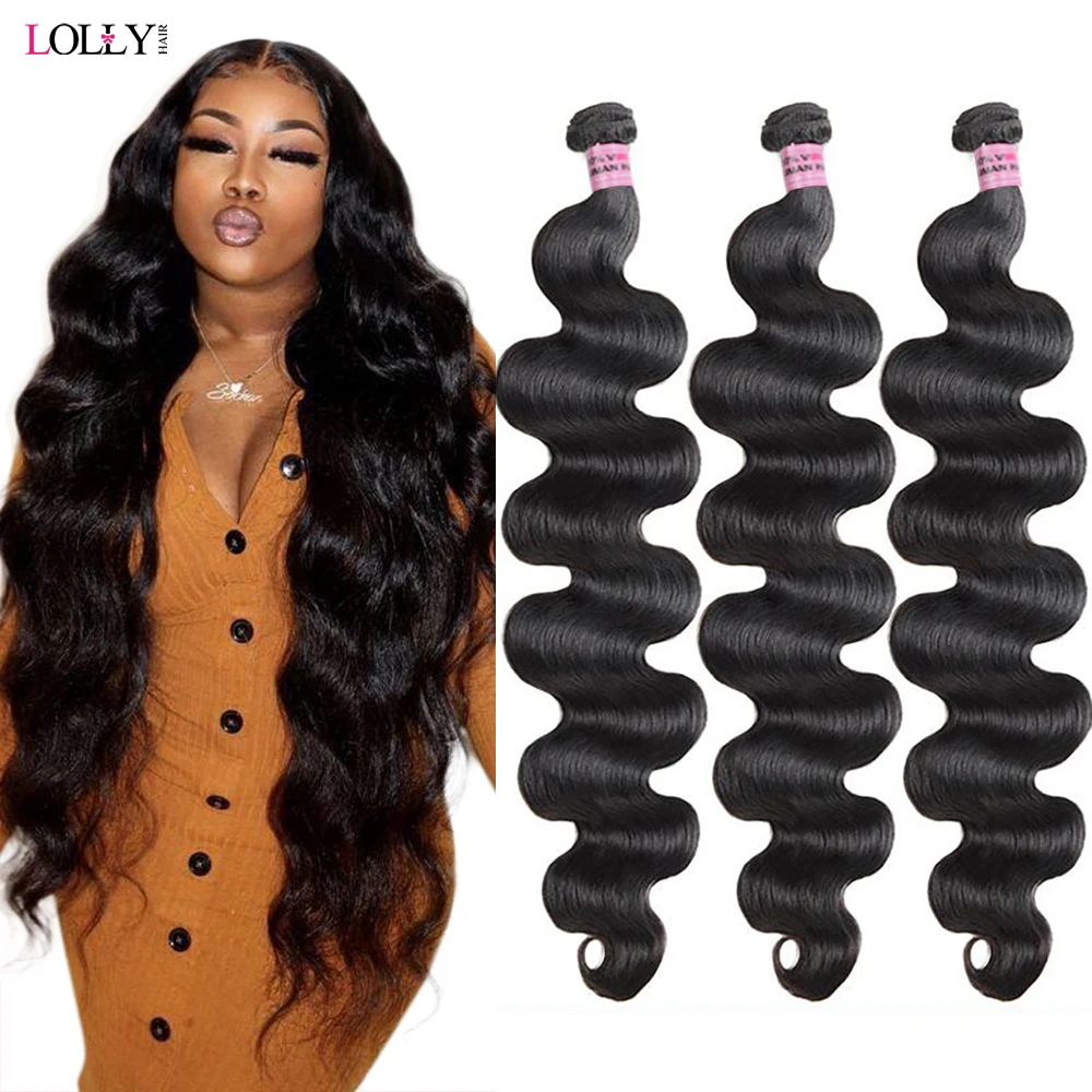 

Lolly Body Wave Bundles Human Hair Body Wave Hair Extensions 30 Inch Virgin Hair Bundles Brazilian Hair Weave Bundles Sew In