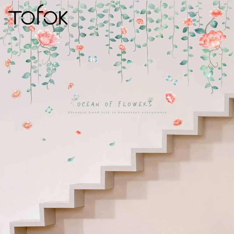 Tofok цветок виноград зеленые листья самодельная Наклейка на стену расписанное