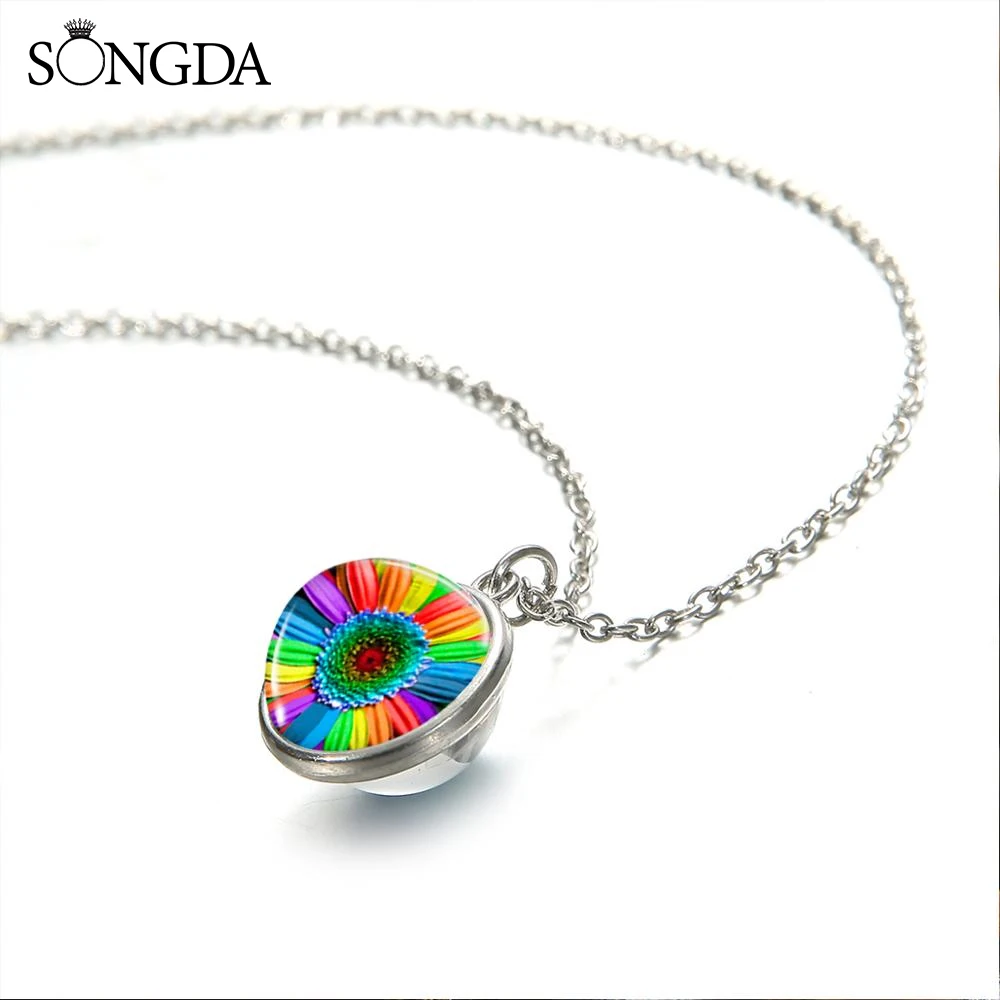 В винтажном стиле с изображением подсолнуха ожерелье со стеклянным шариком