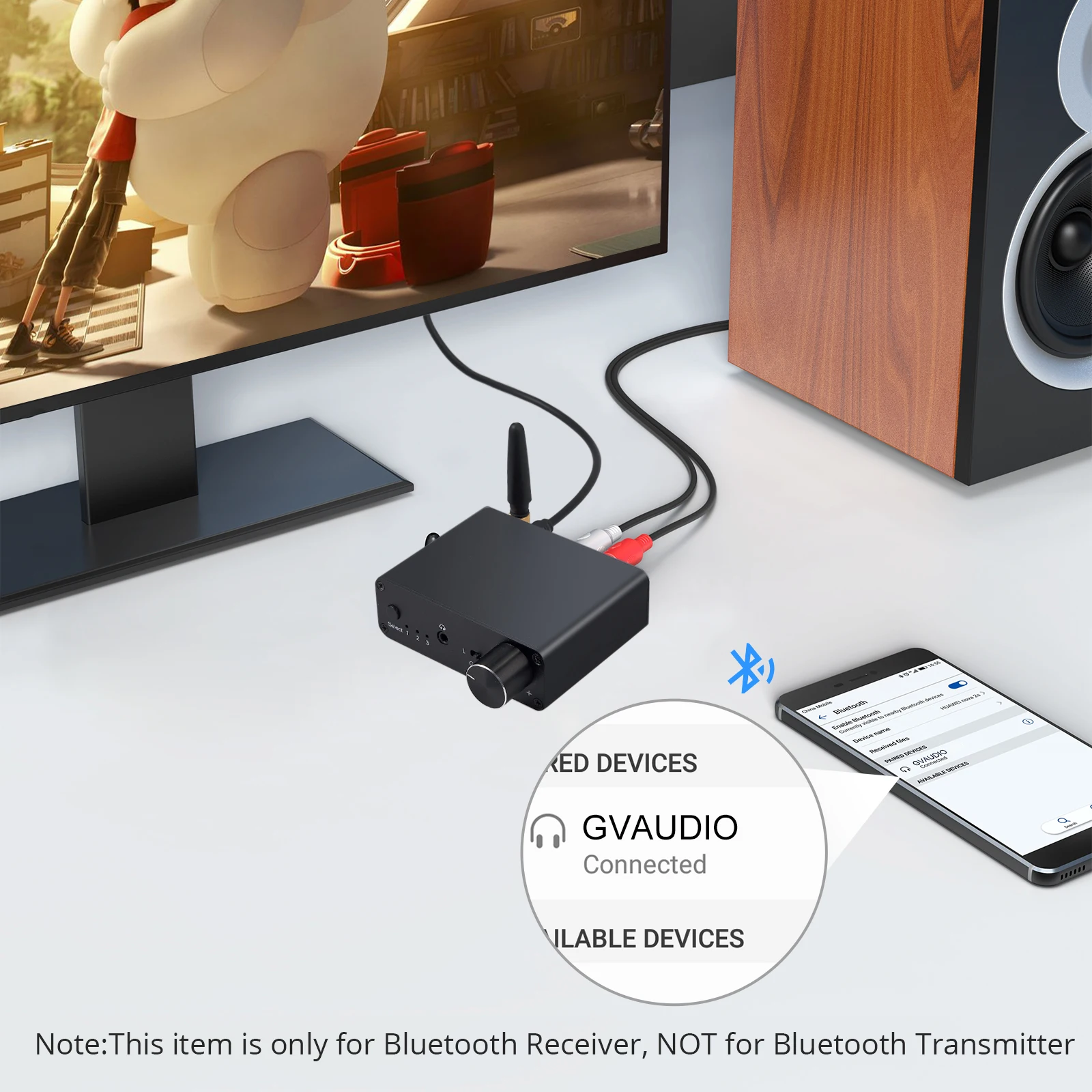 192Khz Bluetooth DAC With Headphone Amplifier Gain Switch V5.0 Low Latency Digital to Analog Converter Audio Adapter | Электроника