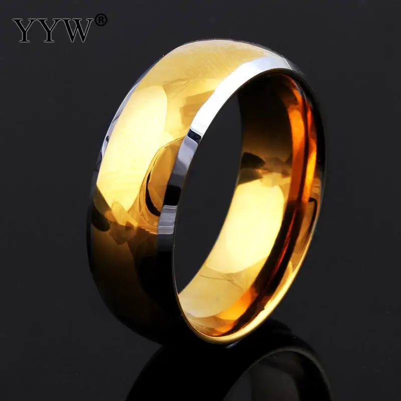 Мужское кольцо золотого цвета на палец из титановой стали гладкие блестящие