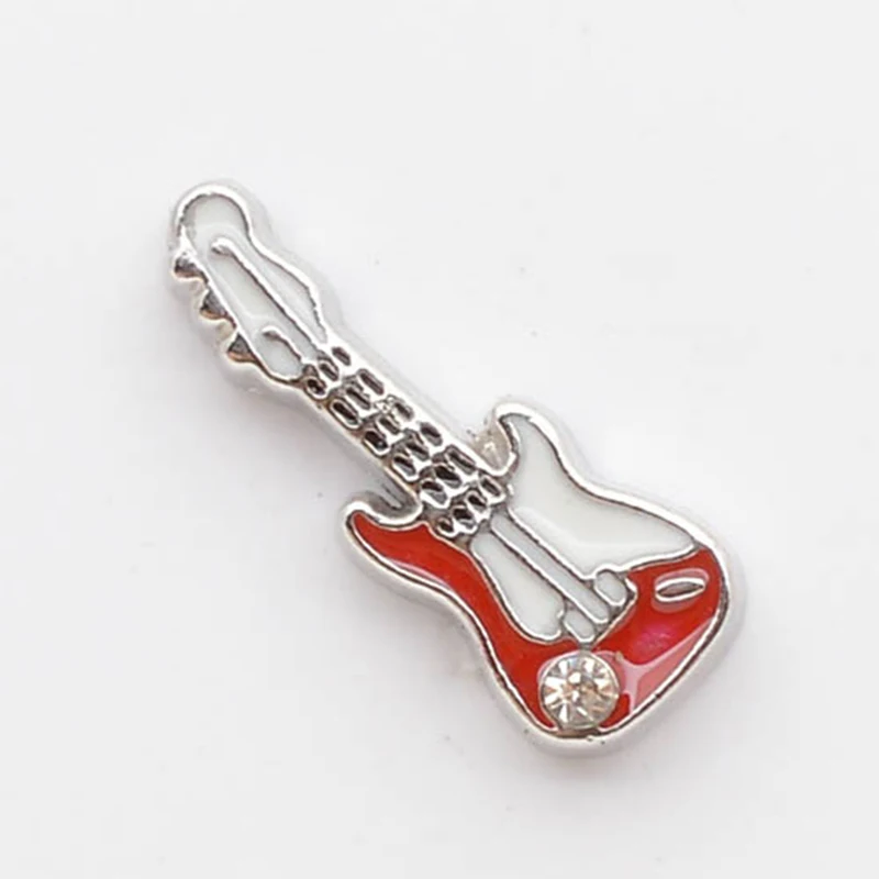 Красная гитара с Стразы Плавающие Подвески подходящие Подвески-Медальоны FC0012 |