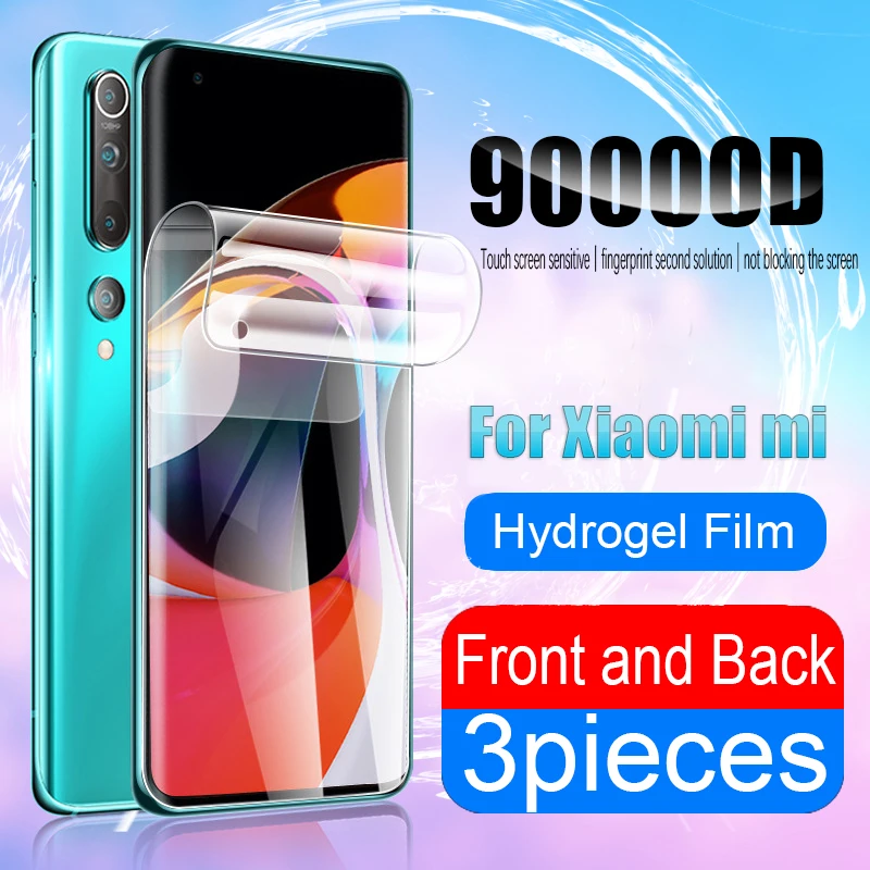 Защита экрана для Xiaomi Poco M3 X3 NFC F1 F2 Pro Mi Note 10 A3 A2 A1 8 9 9T 10T Lite Mix 3 Гидрогелевая Передняя