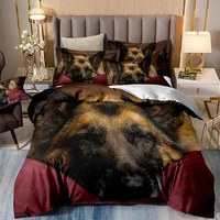 sleeping dog bedding set 3d pet animal duvet quilt cover single double twin queen king bed clothes for child kid home textile