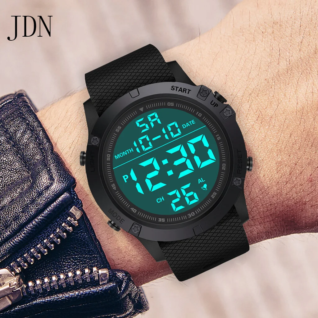 Водонепроницаемые часы для плавания с ремешком из ПУ кожи электронные