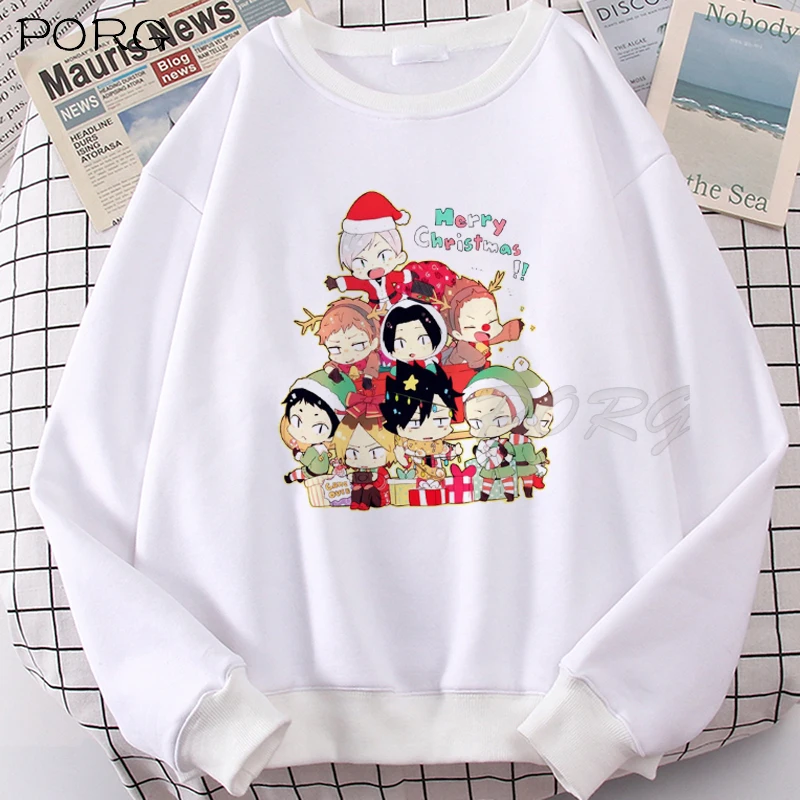 

Рождественские Японские Аниме толстовки Haikyuu Kawaii с принтом мужские новые модные толстовки в стиле хип-хоп Флисовые женские пуловеры
