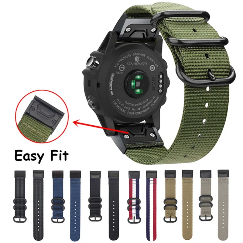 Quick Fit 26 мм/22 мм для NATO нейлон ремешок часов Garmin Fenix 5/5 Plus/Fenix 5X/Fenix 3/D2 Delta