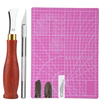 lmdz carving kit with carving knife leather edge creaser tool a4 cutting mat leather finger protector leather craft tools