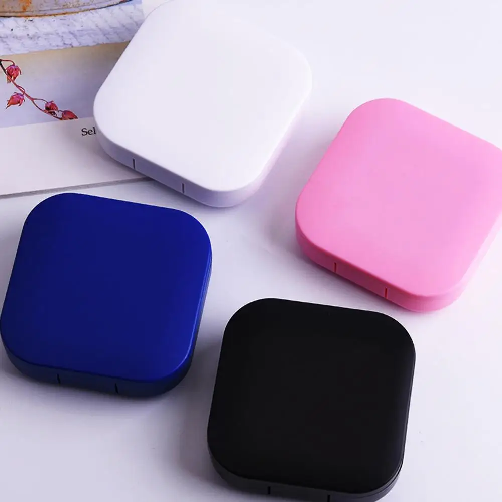 Портативный квадратный зеркальный чехол для линз карамельных цветов контейнер