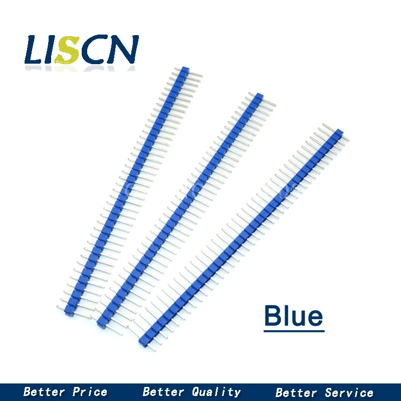 

10pcs 1x40 Pin 2.54 Blue Single inline row needle seat Round Header connector