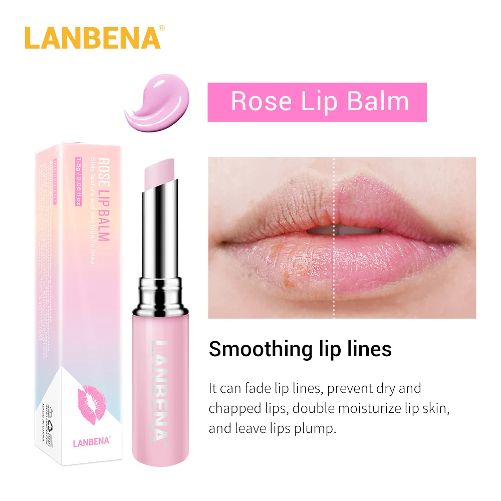 LANBENA Chameleon Lip Balm Rose Hyaluronic Acid Moisturizing Nourishing Plumper Lines Natural Extract Makeup Lipstick |