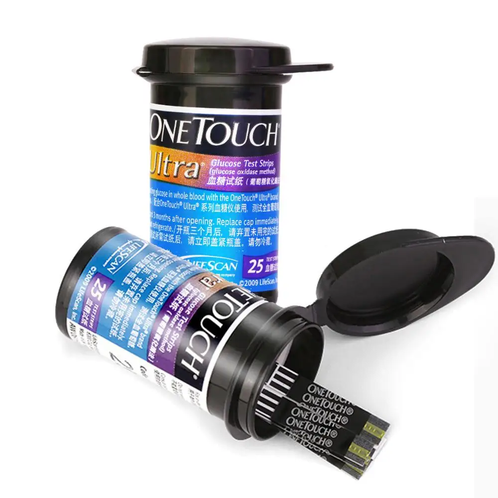 Тест полоски OneTouch Ultra для определения уровня глюкозы в крови Easy и Vue на диабет