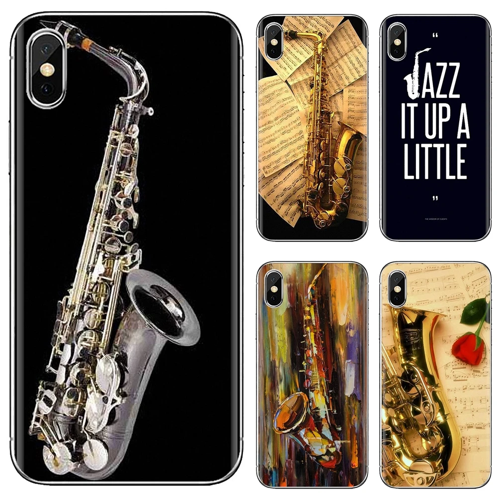 Мягкий чехол для саксофона SAX Music jazz symbols iPhone iPod Touch 11 12 Pro 4 4S 5 5S SE 5C 6 6S 7 8 X XR XS Plus Max
