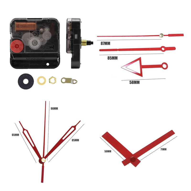 Часы кварцевые с креативным часовым механизмом бесшумные красными стрелками 12888