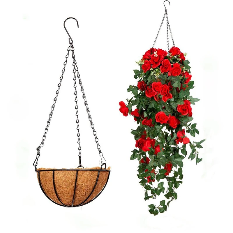 

3 + 1 Basket Dried Flowers Red Rose Living Room Balcony Outdoor Home Decoration Silk Fake Flower Artifical Flower Vine Hanging