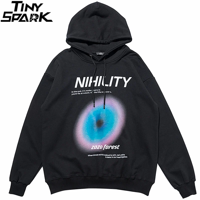 

Hip Hop Hoodie Streetwear Sweatshirt 2021 Men Letter Graphic Print Pullover Harajuku Cotton Casual Hooded Hoodie Autumn Black