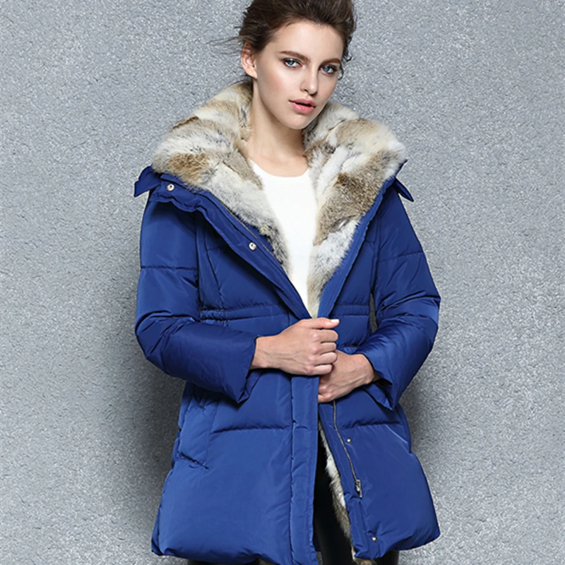 Fashion 2020 White Duck Down Winter Jackets Women Real Rabbit Fur Collar Thick Warm Coat Female &ampWomen Jacket YXR355 | Женская одежда