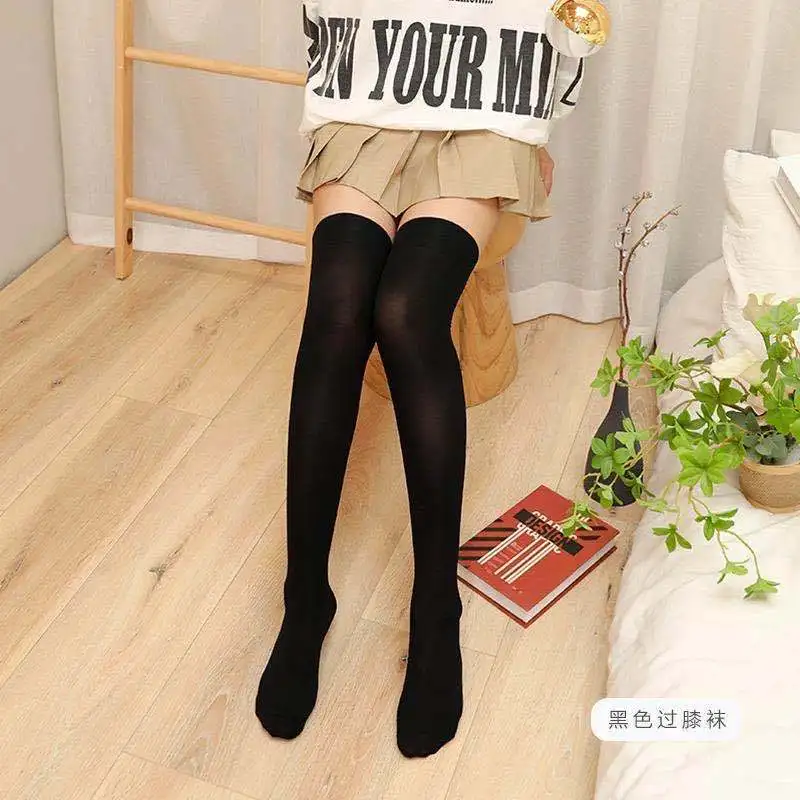 

Black Lolita Striped Socks Women Cosplay Accessories Summer Sexy Thigh High Nylon Long Stockings Cute Over Knee Socks For Girls
