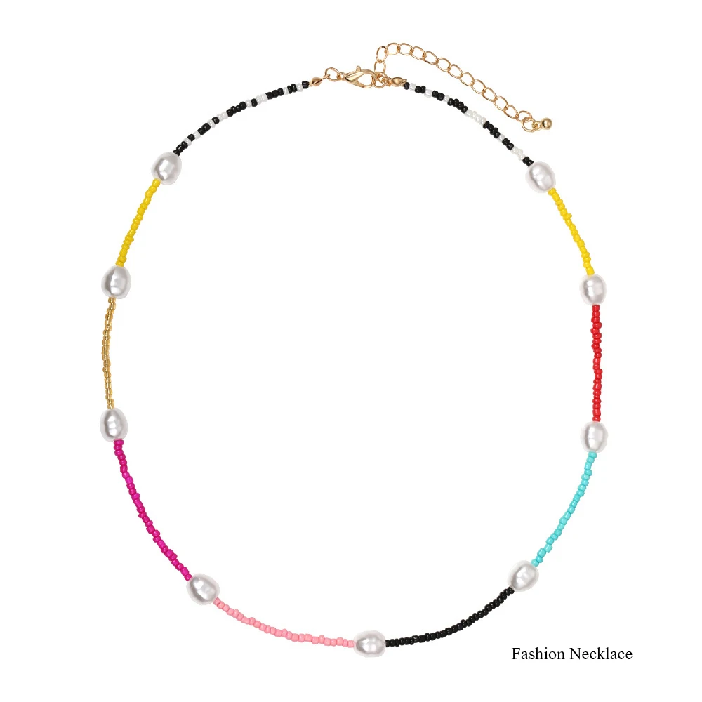 

Женское винтажное ожерелье с цветными бусинами и жемчугом
