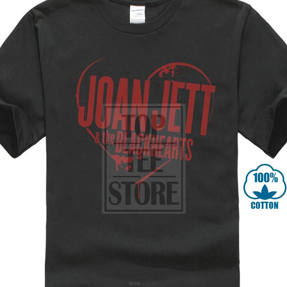 Хлопок T рубашка мужская мода Joan Jett Blackhearts тёмно-красный клевер песня Графический