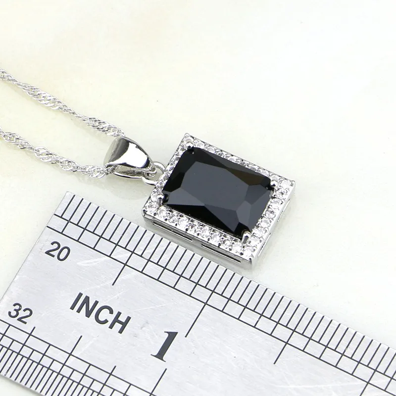 Наборы украшений из серебра 925 пробы с черным кубическим цирконием и белым для