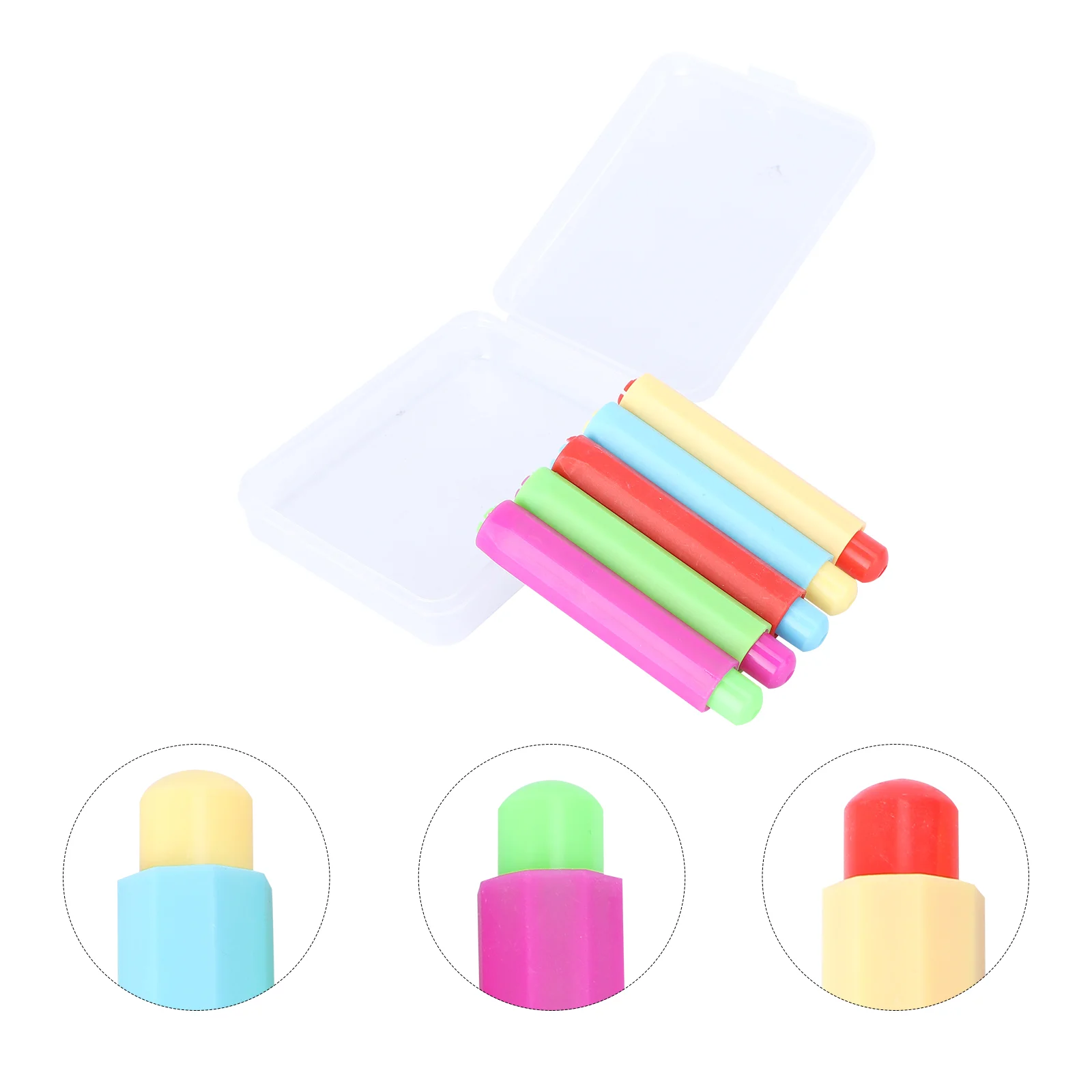 

5 Pcs Random Color Chalk Holder with Storage Hard Case Writing Extender - Blackboard Adjustable Chalk Clip Set for Teachers