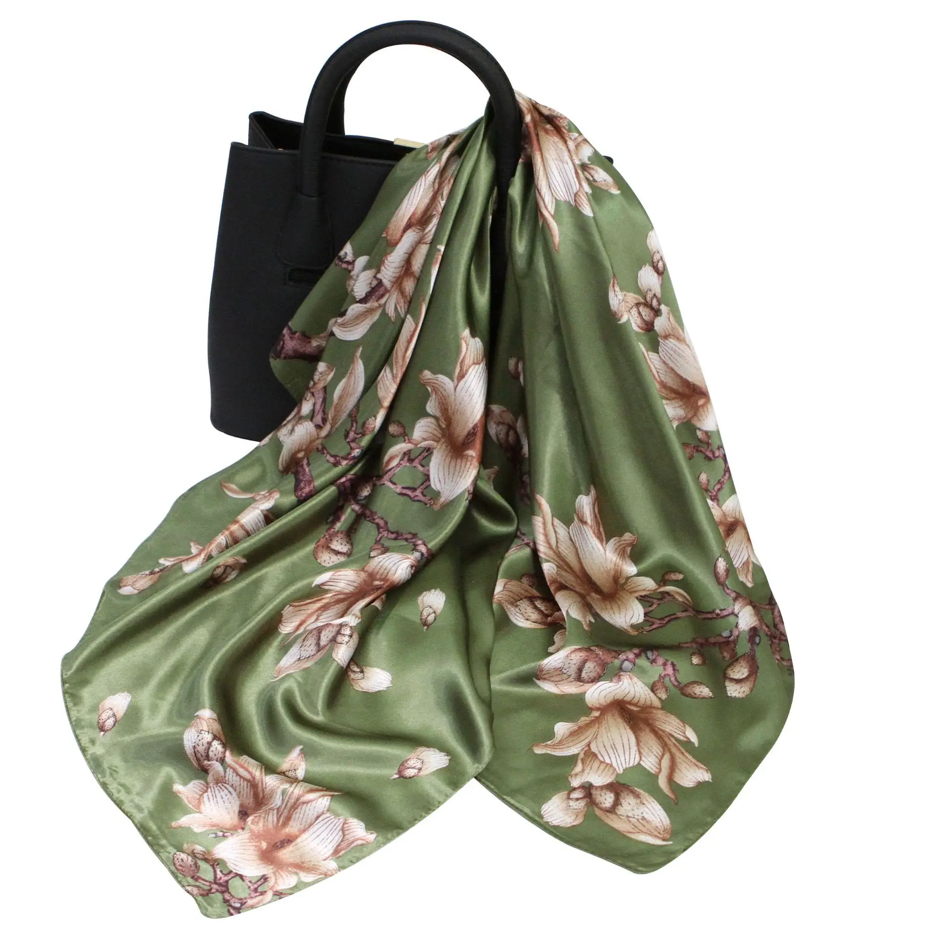 

Spring and Autumn New Imitation Silk Satin Silk Scarf 90cm Printing Satin Large Square Scarf Variety Bib Scarf