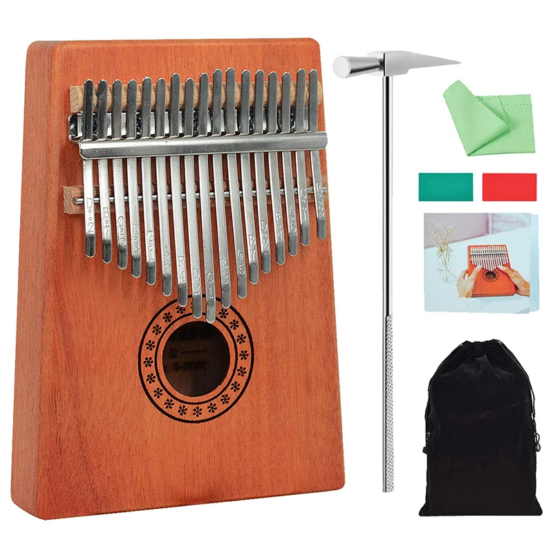Высококачественное красное дерево 17 клавиш Kalimba большой пианино с молотком для
