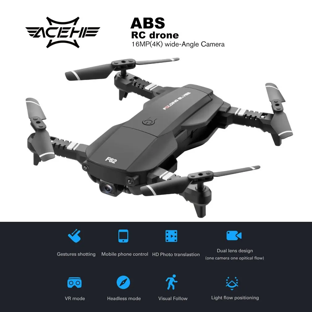 4K Black 1B F62 2,4G wifi 0.3MP/4K 16MP HD широкоугольная камера Радиоуправляемый Дрон оптическое управление потоком жестов смарт-контроль Радиоуправляемый вертолет Дрон модель - Цвет: 4K Black 1B