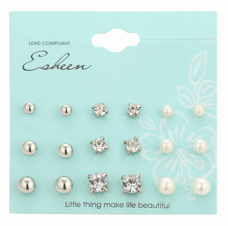 Набор минималистичных смешанных небольших сережек простые геометрические