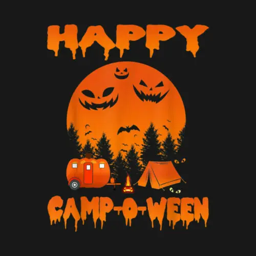 

Happy Camp-O-Ween Funny Camping Halloween Pumpkin T-Shirt Summer Cotton Short Sleeve O-Neck Men's T Shirt New S-3XL