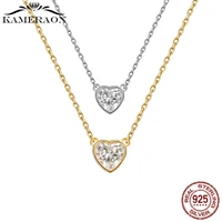 kameraon heart necklace 2020 new 925 sterling silver love heart necklace for women wedding clear cz zircon jewellery n833s