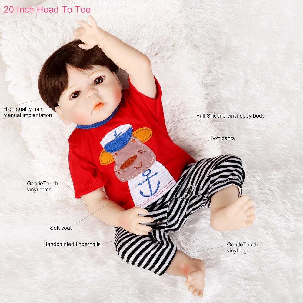 Bebe Reborn Baby Doll 19 дюймов 48 см мягкие силиконовые куклы ручной работы для малышей