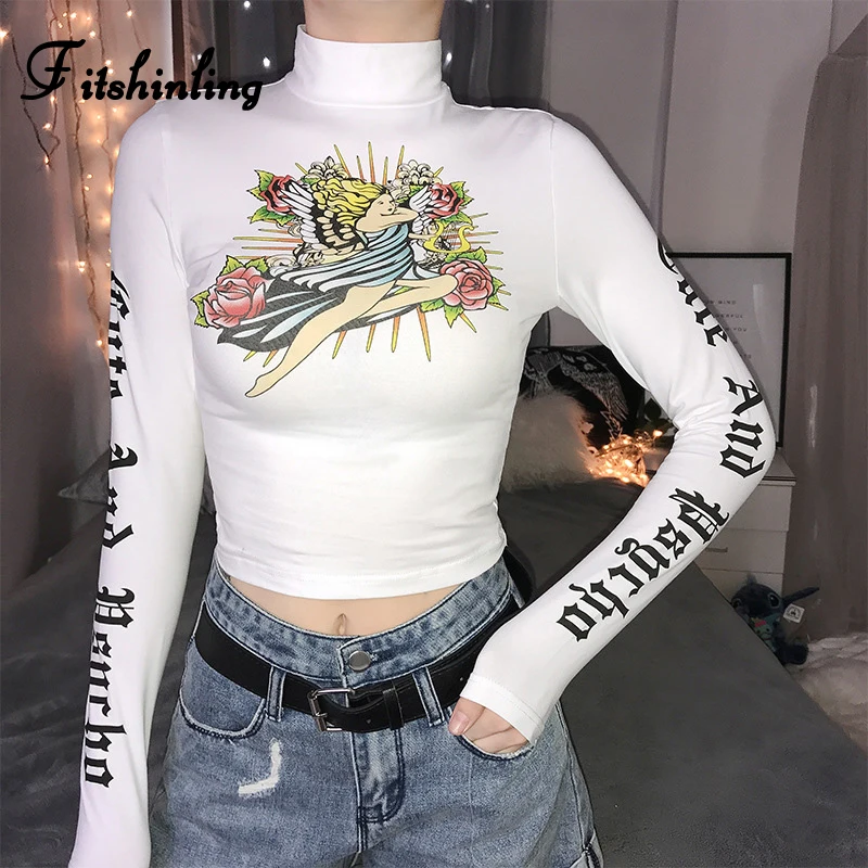 Женская футболка с эстетическим принтом в стиле Харадзюку хлопок белый тонкий