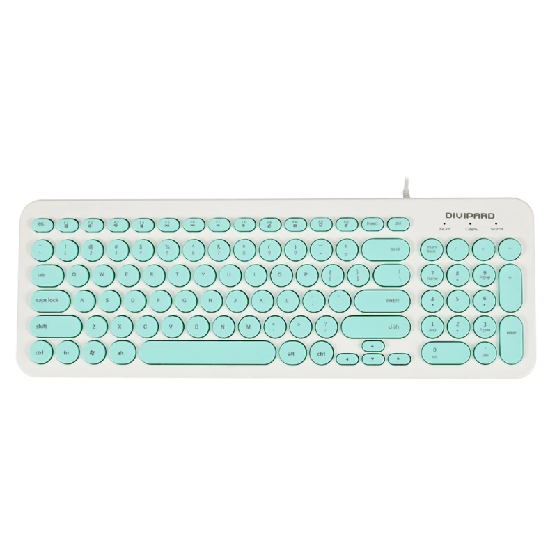 

Durable Retro Cute Keyboard Wired Keyboard 96 Usb Key Wired Round Keycap Beautiful Compatible for Windows PC Laptop