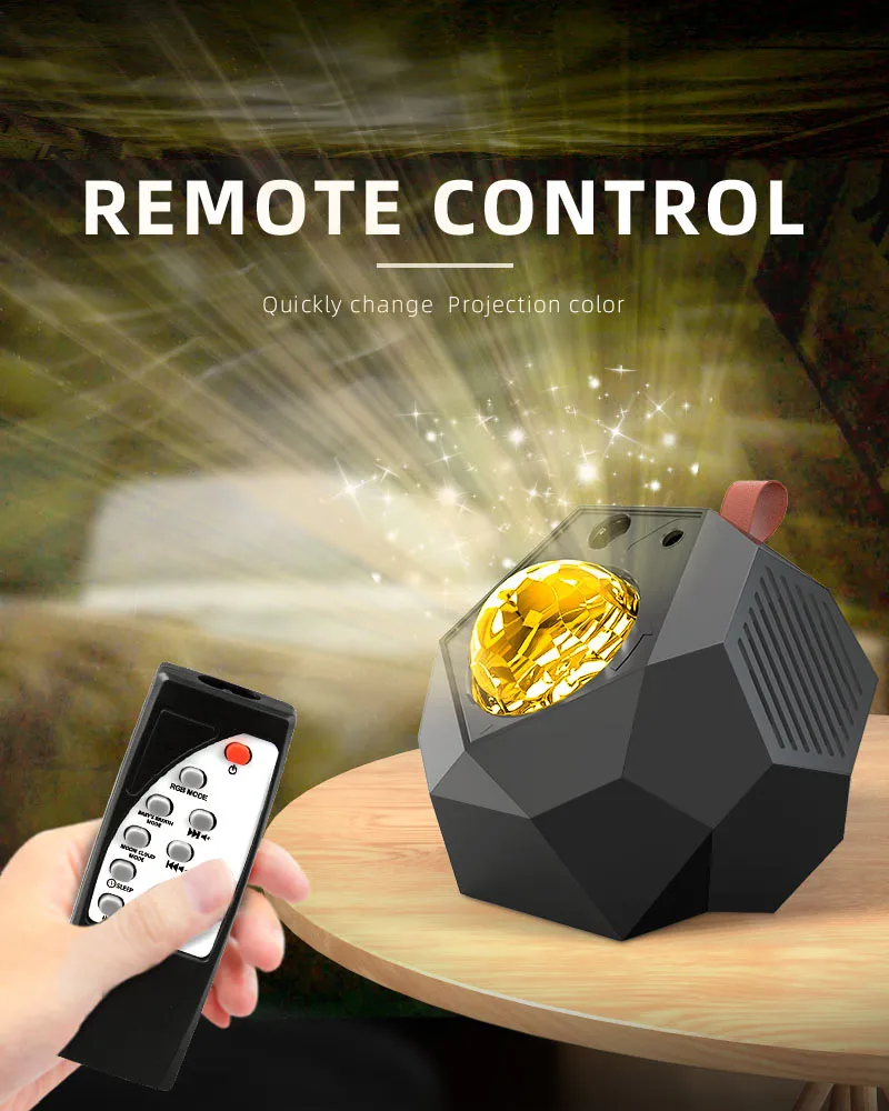 

Starry Sky Projection Lamp With Music Ocean Wave Speaker Cloud Nebula Ceiling Lamp for Decoration Bedside Bedroom Night Light