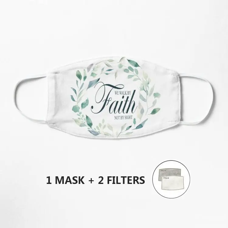 

We Walk by Faith Not by Sight | Scripture Art Mask Cartoon Streetwear Mask Print Face Mask Reusable Mascarilla