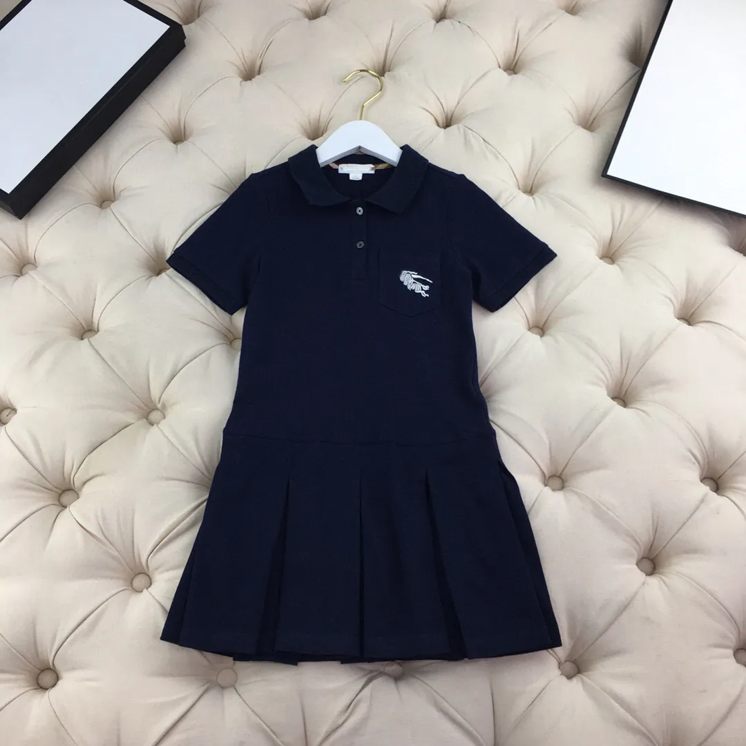 

2021 Summer top luxury brand Cotton Pink Red Navy Polo Girl Dress Y