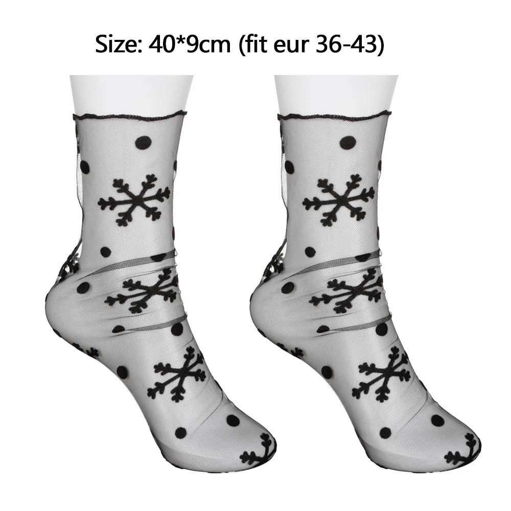 

Spring and Summer Retro Lace Floral Mesh Women Socks Thin Middle Tube Transparent Sock Women Breathable Silk Ultrathin Sock