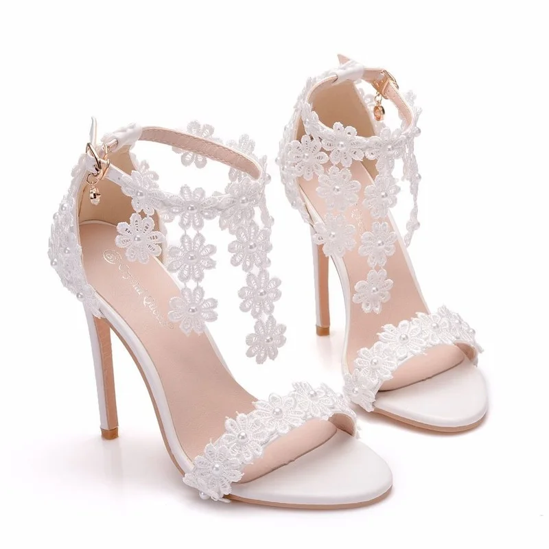 

11CM 34-43 Lace Flowers Sandals for Women Summer Peep Toe Gladiator Sandals Ladies Fashion Fringe Thin Heels Wedges Party Shoes